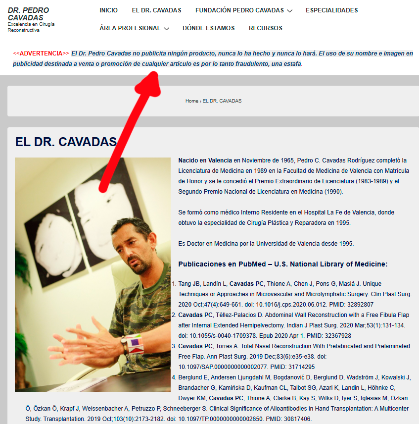 Dr. Pedro Cavadas, usado en deepfakes